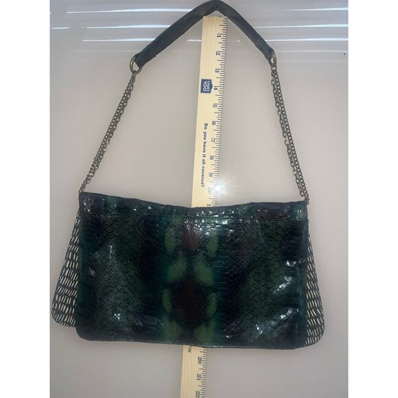 Vintage Deena & Ozzy  Snakeskin Print Leather 100% PU  Small Clutch Wallet green - Picture 11 of 13